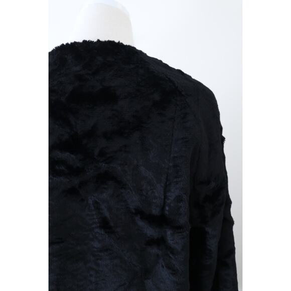 Vintage 1960s Styled By Winter Size L Faux Fur Teddy Coat Double Breasted Black - Picture 10 of 12